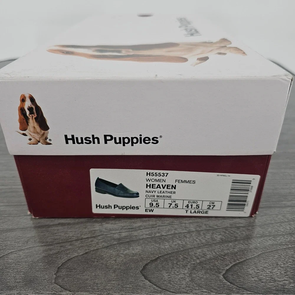 Hush Puppies Heaven Navy Leather Loafers Womens 9.5 EW H55537 Slip‎ On Shoes